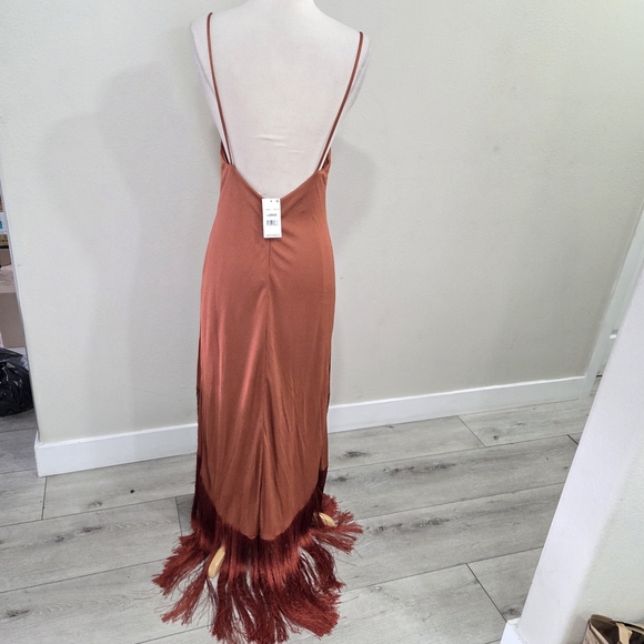 Cult Gaia Natalia Dress - Burnt Orange with Fringe - Picture 4 of 13
